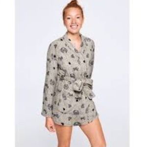 PINK Cozy Plush Robe Grey